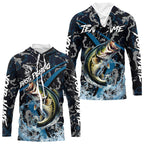 Custom Largemouth Bass Fishing Camo Long Sleeve Fishing Shirts, Personalized Bass Fishing Team Jerseys