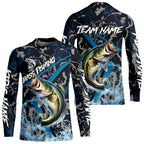 Custom Largemouth Bass Fishing Camo Long Sleeve Fishing Shirts, Personalized Bass Fishing Team Jerseys