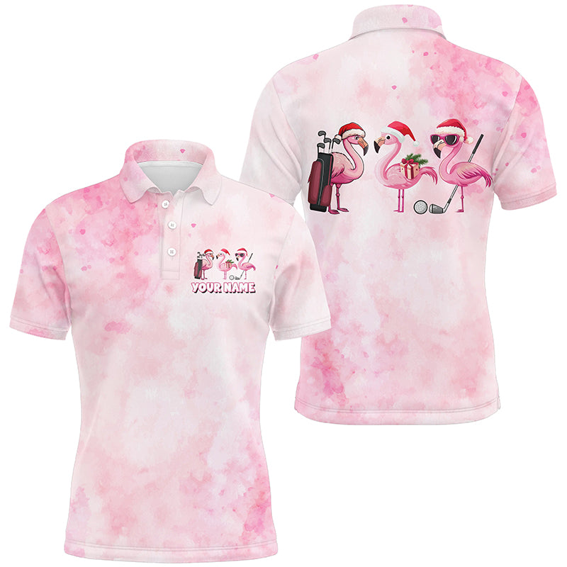Pink Flamingo Christmas golf polo shirts custom Christmas golf shirts, golf gifts