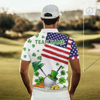 American Flag St Patrick's Day Clover Golf Polo shirts Custom patriotic golf tops
