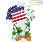 American Flag St Patrick's Day Clover Golf Polo shirts Custom patriotic golf tops