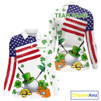 American Flag St Patrick's Day Clover Golf Polo shirts Custom patriotic golf tops