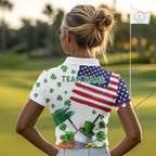American Flag St Patrick's Day Clover Golf Polo shirts Custom patriotic golf tops