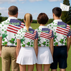 American Flag St Patrick's Day Clover Golf Polo shirts Custom patriotic golf tops