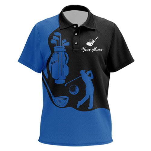Black and Blue golf polo shirt customized name golf clothing, personalized golf gifts