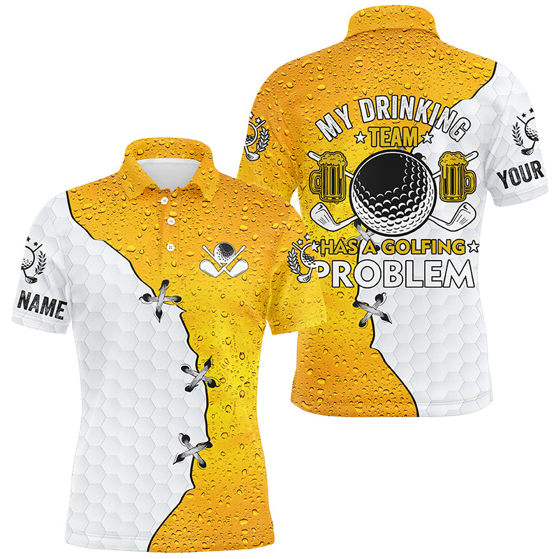 golf polos shirts custom My drinking team has a golfing problem, beer pattern golf team shirt