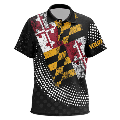 Personalized golf polo shirts Vintage Maryland Flag Custom black patriotic golf tops