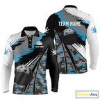 polo bowling shirts Custom black ball blue camo Bowling Team Jersey, gift for Bowlers