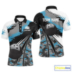 polo bowling shirts Custom black ball blue camo Bowling Team Jersey, gift for Bowlers