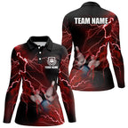 bowling polo shirts Custom red lightning thunder Bowling Team Jersey, gift for team Bowlers