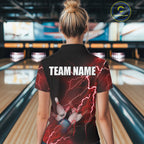 bowling polo shirts Custom red lightning thunder Bowling Team Jersey, gift for team Bowlers