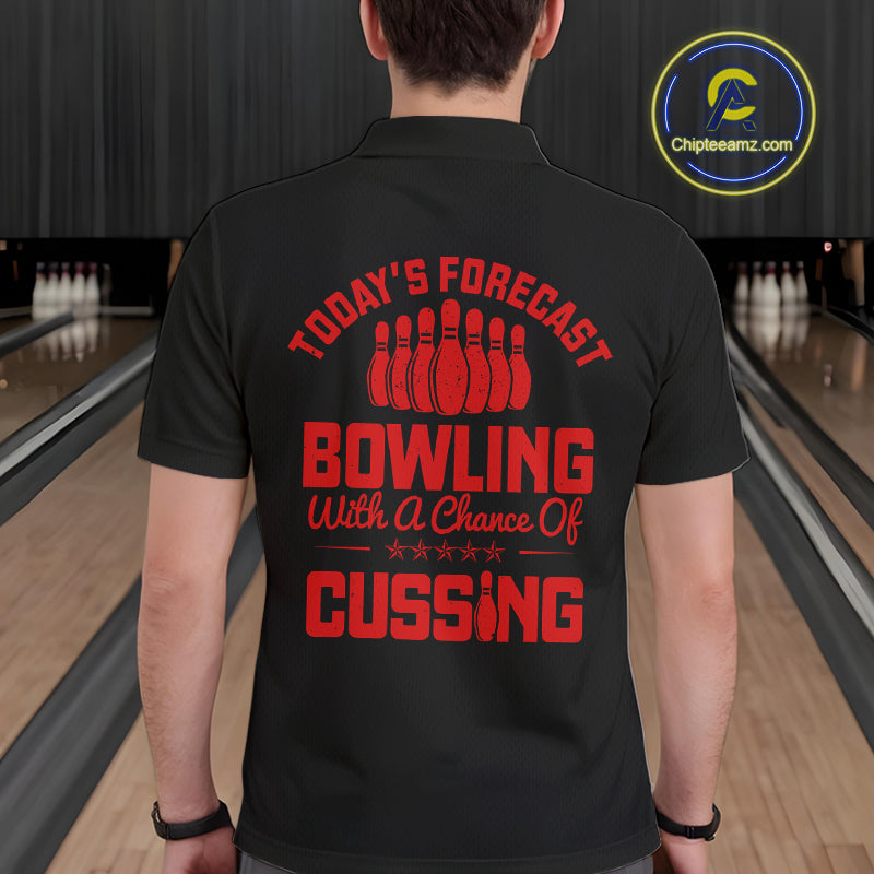 Black and Red retro Bowling shirts custom Today's forecast bowling with a chance of cussing