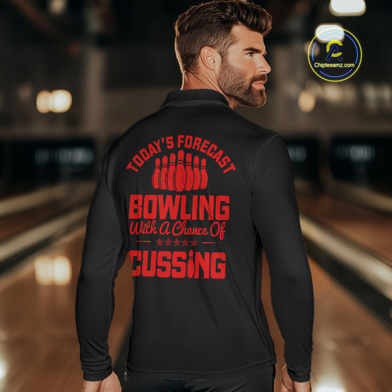 Black and Red retro Bowling shirts custom Today's forecast bowling with a chance of cussing