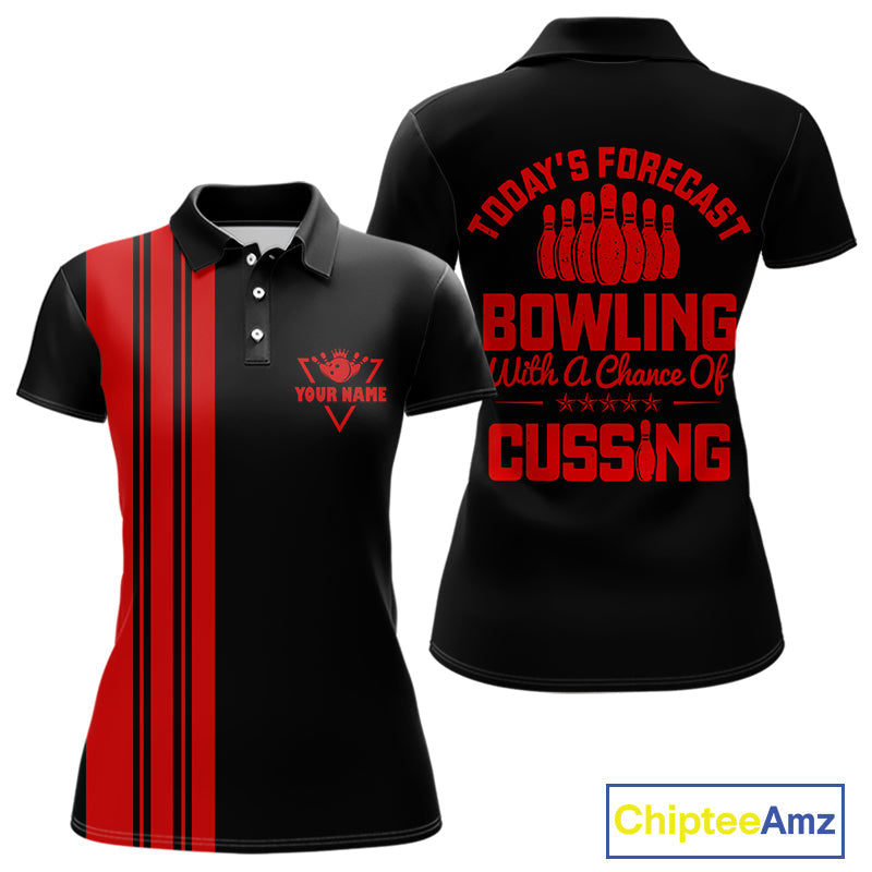 Black and Red retro Bowling shirts custom Today's forecast bowling with a chance of cussing
