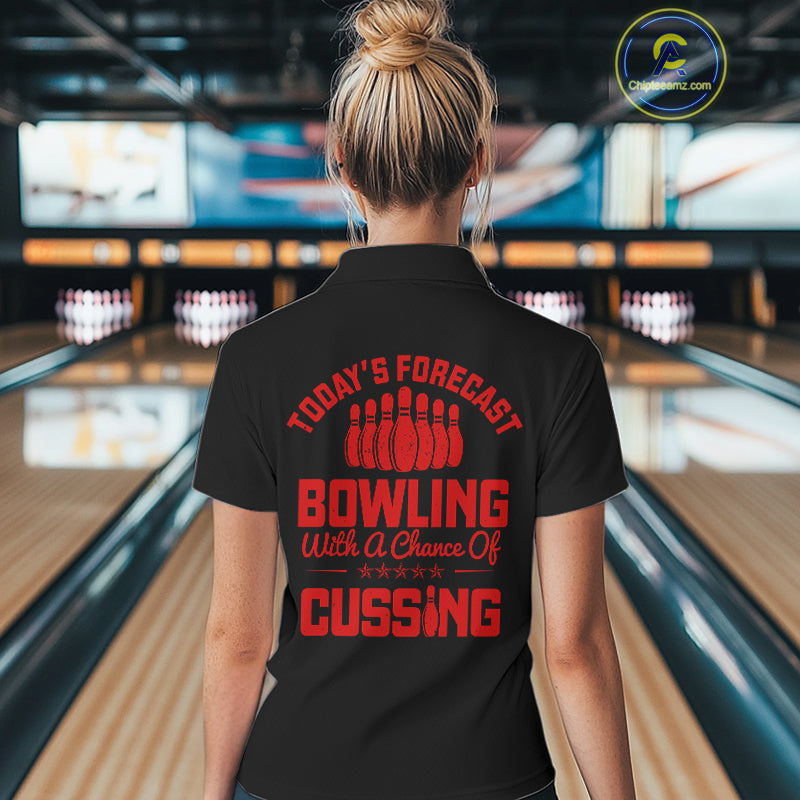 Black and Red retro Bowling shirts custom Today's forecast bowling with a chance of cussing