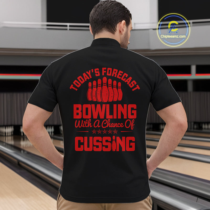 Black and Red retro Bowling shirts custom Today's forecast bowling with a chance of cussing
