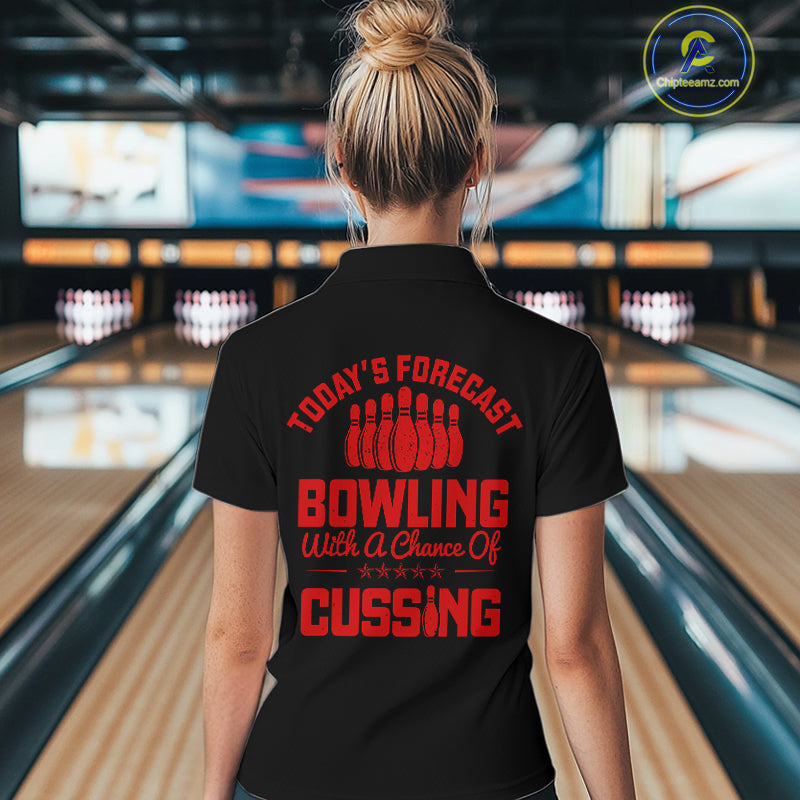 Black and Red retro Bowling shirts custom Today's forecast bowling with a chance of cussing