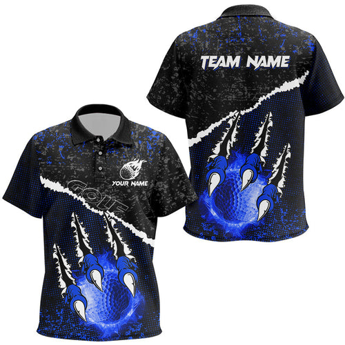 Blue Flame Golf ball black camo pattern golf polo shirts custom golf attire