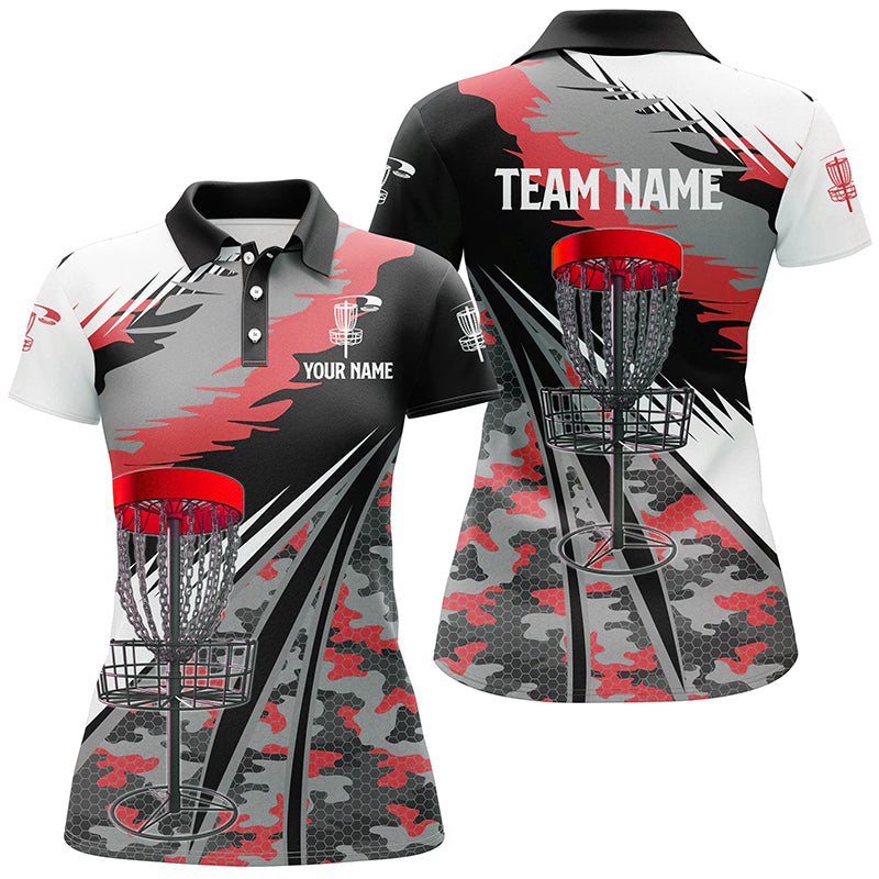 disc golf polo shirts custom red camo disc golf basket disc golf outfit, team disc golf apparel