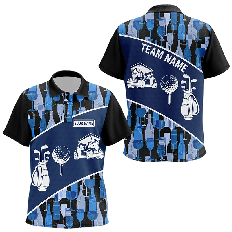 Blue Wine Camo pattern Golf Polo Shirts custom unique golf apparel golf attire