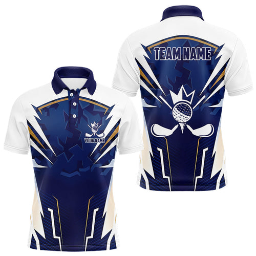 White and Blue Camo Custom Golf Polo Shirts, golf outfit team golf shirts