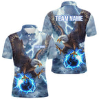 Blue lightning thunder bowling Eagle custom Bowling Polo Shirts, gift for team bowlers