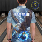 Blue lightning thunder bowling Eagle custom Bowling Polo Shirts, gift for team bowlers