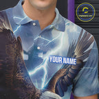 Blue lightning thunder bowling Eagle custom Bowling Polo Shirts, gift for team bowlers