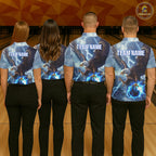 Blue lightning thunder bowling Eagle custom Bowling Polo Shirts, gift for team bowlers