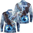 Blue lightning thunder bowling Eagle custom Bowling Polo Shirts, gift for team bowlers
