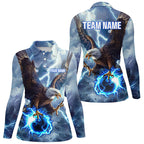 Blue lightning thunder bowling Eagle custom Bowling Polo Shirts, gift for team bowlers