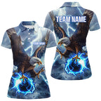 Blue lightning thunder bowling Eagle custom Bowling Polo Shirts, gift for team bowlers