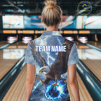 Blue lightning thunder bowling Eagle custom Bowling Polo Shirts, gift for team bowlers