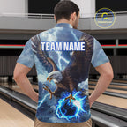 Blue lightning thunder bowling Eagle custom Bowling Quarter Zip Shirts, gift for team bowlers