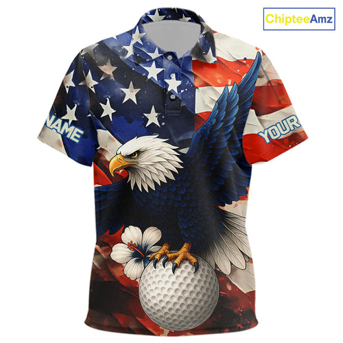 American Flag Eagle golf polo shirts custom patriotic Eagle golf attire