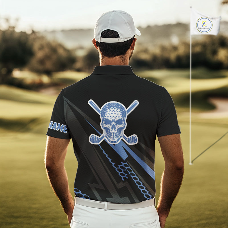 Black and Blue Skull Golf polo shirts Custom golf top, Personalized golf gifts