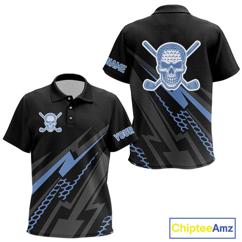Black and Blue Skull Golf polo shirts Custom golf tops, Personalized golf gifts