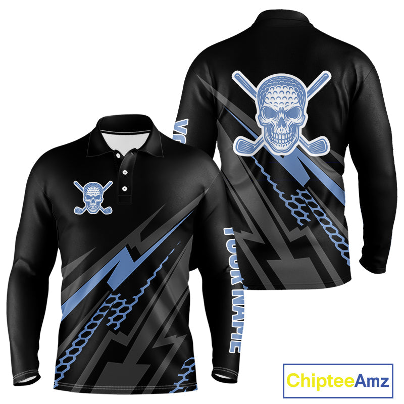 Black and Blue Skull Golf polo shirts Custom golf top, Personalized golf gifts
