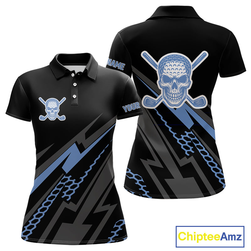 Black and Blue Skull Golf polo shirts Custom golf tops, Personalized golf gifts