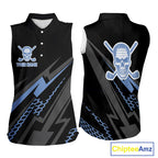 Black and Blue Skull Sleeveless Golf polo shirts Custom golf tops, Personalized golf gifts