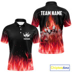 Personalized Bowling Shirt Red flame Bowling Ball and Pins Team bowling jerseys Bowler