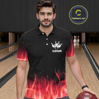 Personalized Bowling Shirt Red flame Bowling Ball and Pins Team bowling jerseys Bowler