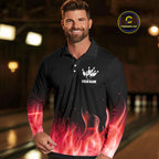 Personalized Bowling Shirt Red flame Bowling Ball and Pins Team bowling jerseys Bowler