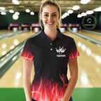 Personalized Bowling Shirt Red flame Bowling Ball Pins Team bowling jerseys Bowler