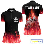 Personalized Bowling Shirt Red flame Bowling Ball Pins Team bowling jerseys Bowler