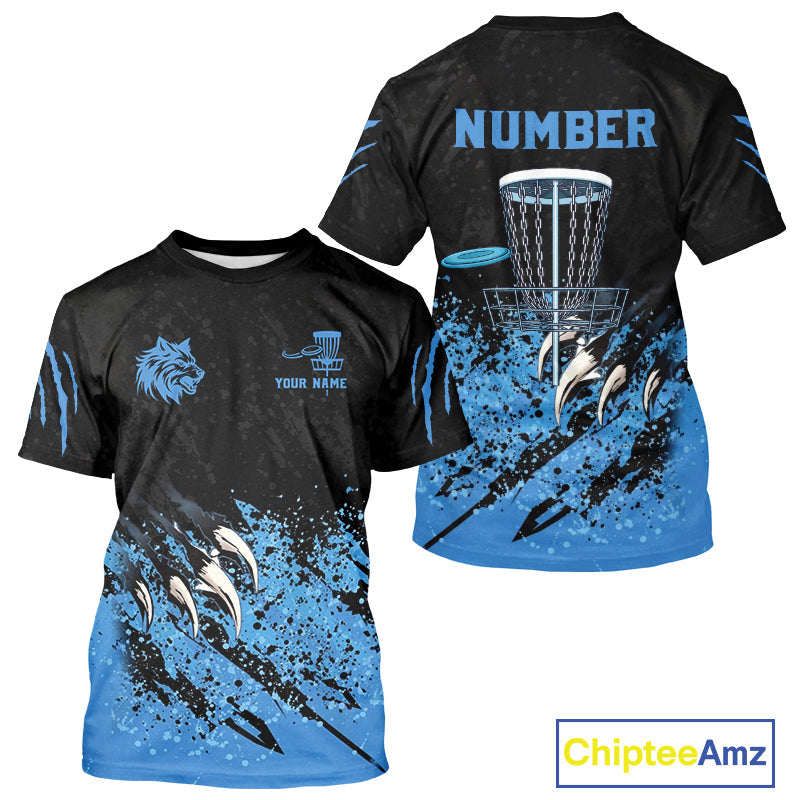 Blue Camo Wolf Disc golf T-Shirts Custom Team Disc Golf top, Disc Golf Gifts