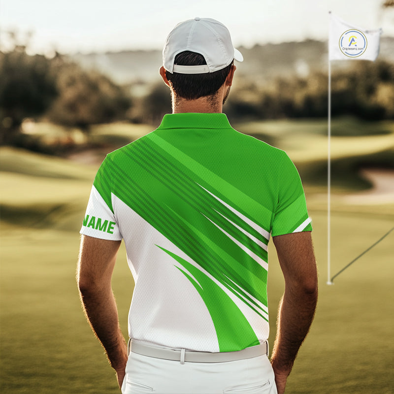 Green and white golf polo shirts custom golf tops, personalized golf gifts