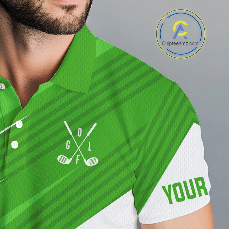Green and white golf polo shirts custom golf tops, personalized golf gifts