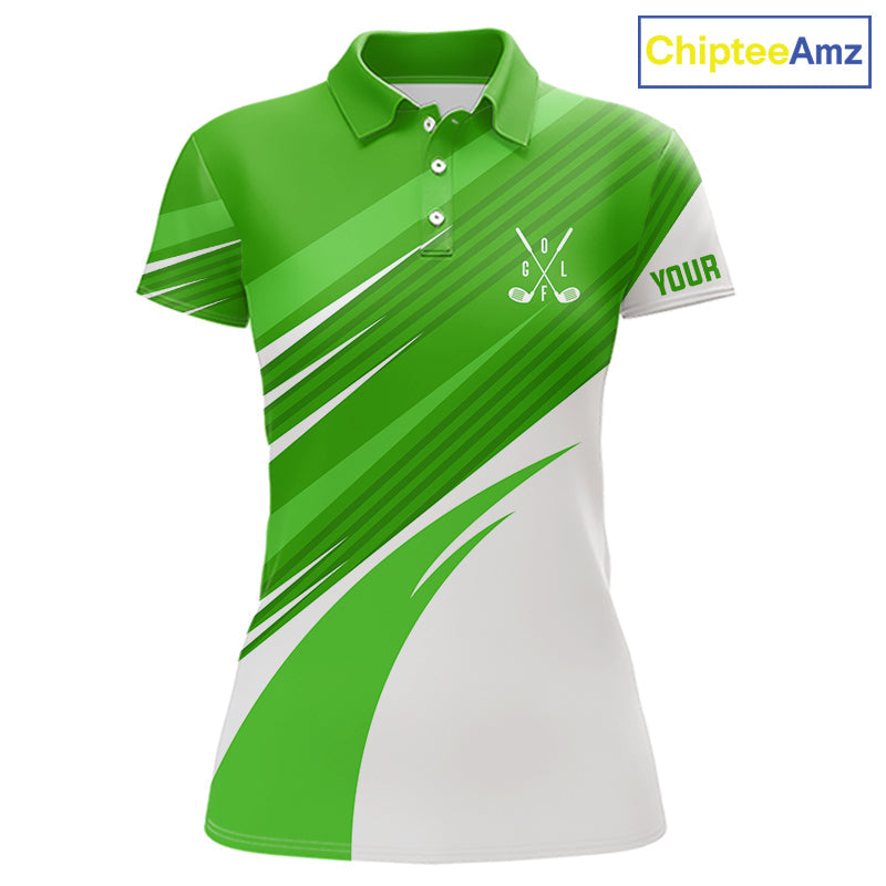 Green and white golf polo shirts custom golf tops, personalized golf gifts