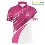 Pink and white golf polo shirts custom golf tops, personalized golf gifts
